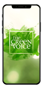 Green Voice Logo on Phone - Pittsburgh Earth Day Newsletter