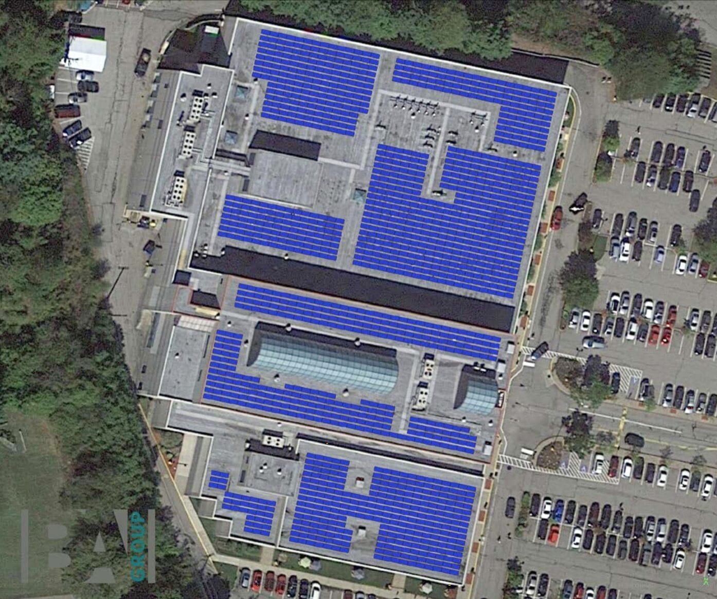Solar panels rest atop the roof of CCAC's Allegheny Campus on the North Side.