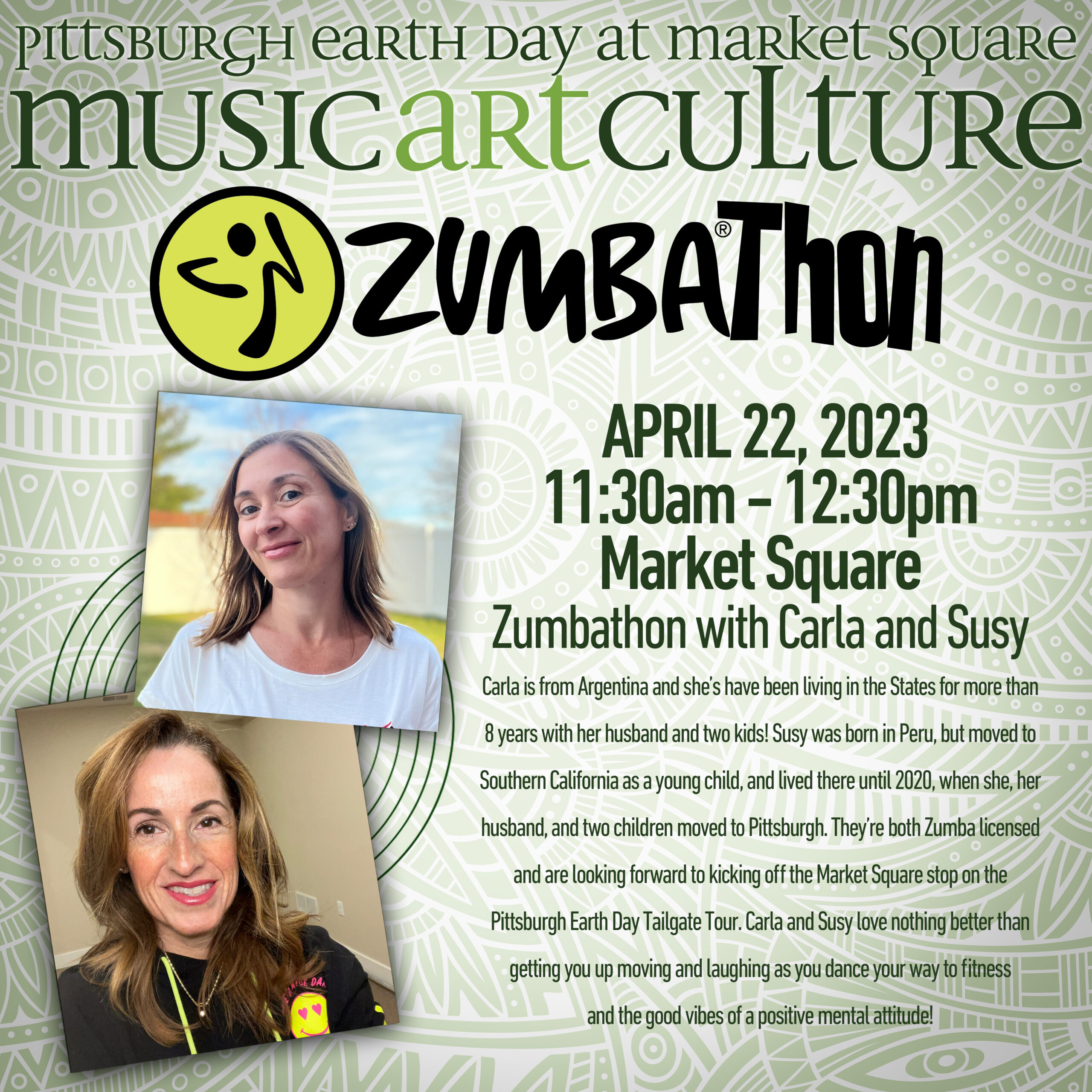 Pittsburgh Earth Day Music Art and Culture Festival Zumbathon with Carla and Susy