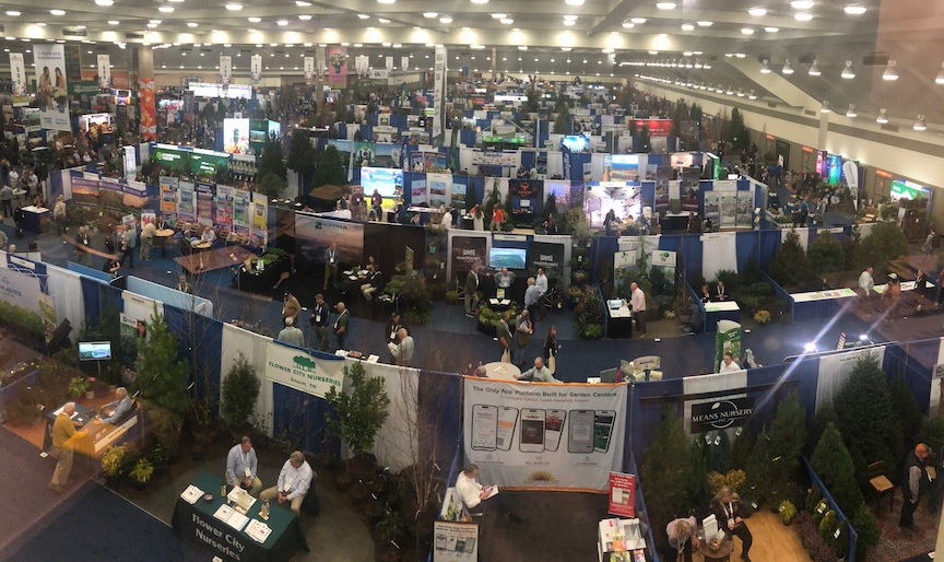 It’s an annual tradition to get a photo of the Mid Atlantic Nursery Trade Show from above in the show office. Photo by Doug Oster